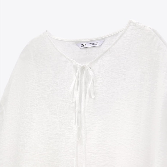 NWT. Zara Oyster White Semi Sheer Tunic/Midi Dress. Size S. - Picture 8 of 12